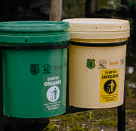 Trash bins placed